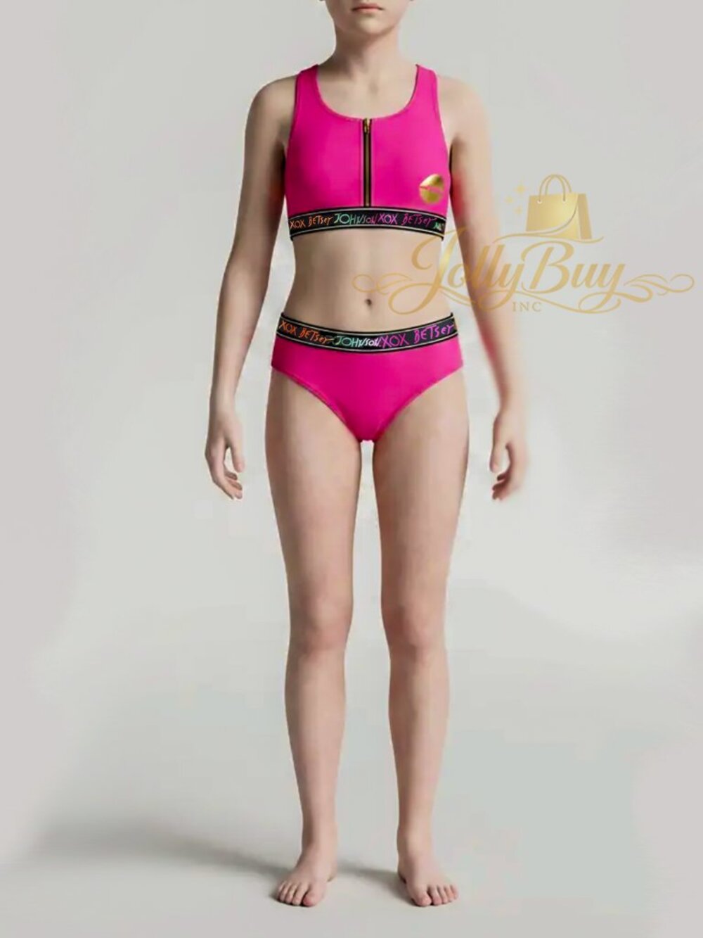 Betsey Johnson Girls’ Swimsuit Pink Bikini 2-Pc Swimwear UPF 50+ Youth Size 14